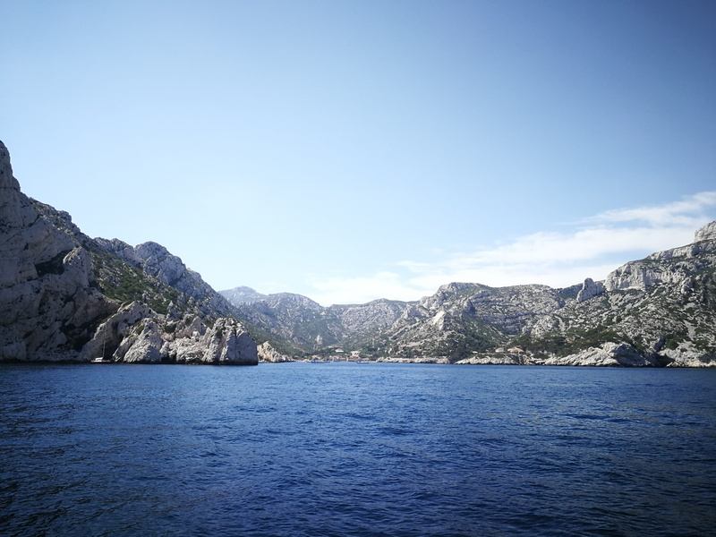 hills, beauty in nature, blue, sea, mountain, tranquil scene, nature, tranquility, outdoors, france, calanque de sormiou, calanques, waterfront, copy space