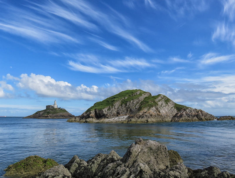 outdoors, seascape, nature, mumbles, cloud - sky, stack rock, gower, solid, swansea, summer, coast, 4K, water, sky, lighthouse, islands, day, land, tranquility
