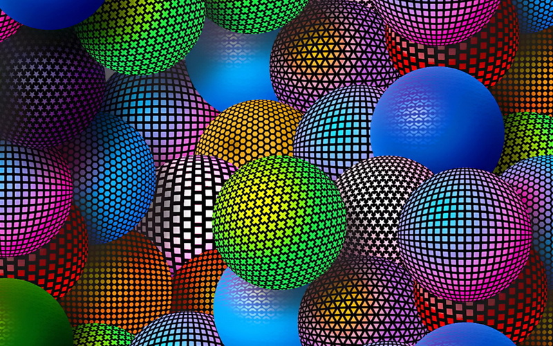 3-d, bolas, abstracto, colores, 2K, neon