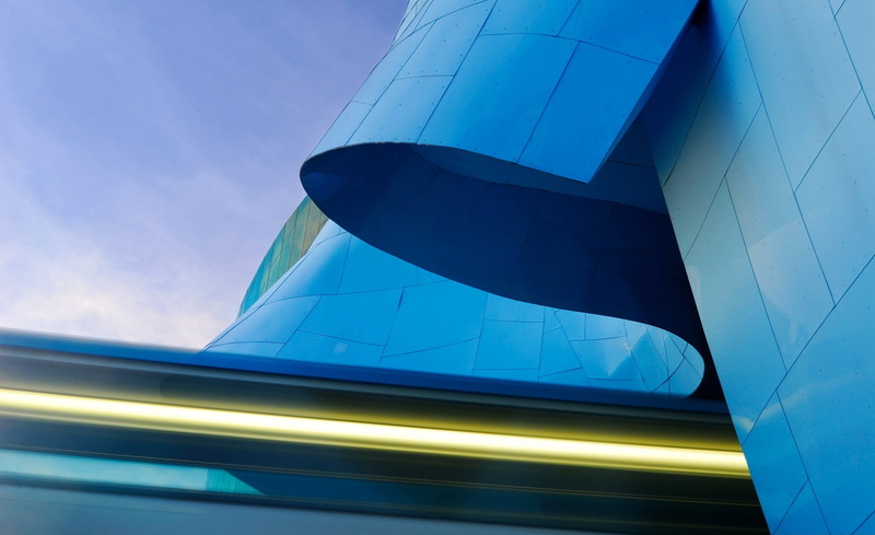 Buildings, day, futuristic, outdoors, sky, city, Architecture, guggenheim museum, no people, building exterior, 1080P, blue, guggenheim, travel, bilbao