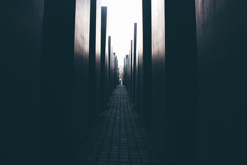 building, outdoors, black, stone, path, berlin, footpath, diminishing perspective, memorial, memorial to the murdered jews of europe, block, direction