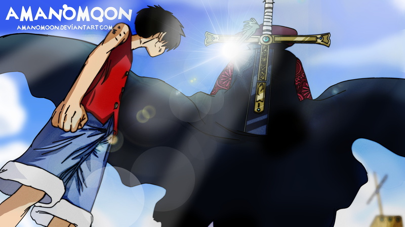 4K, Dracule Mihawk, One Piece, Monkey D. Luffy