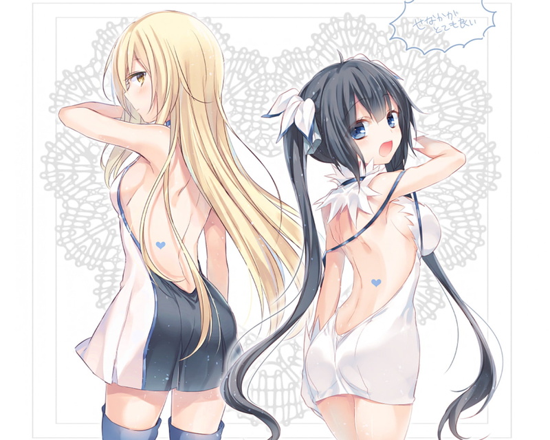 720P, Anime, Is It Wrong to Try to Pick Up Girls in a Dungeon?, Aiz Wallenstein, Hestia (DanMachi)