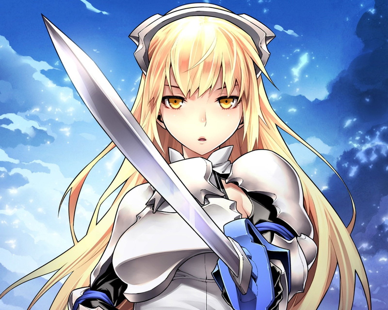 multi colored, child, blue, hair, close-up, 720P, looking at camera, portrait, blond hair, childhood, cloud - sky, females, Is It Wrong to Try to Pick Up Girls in a Dungeon?