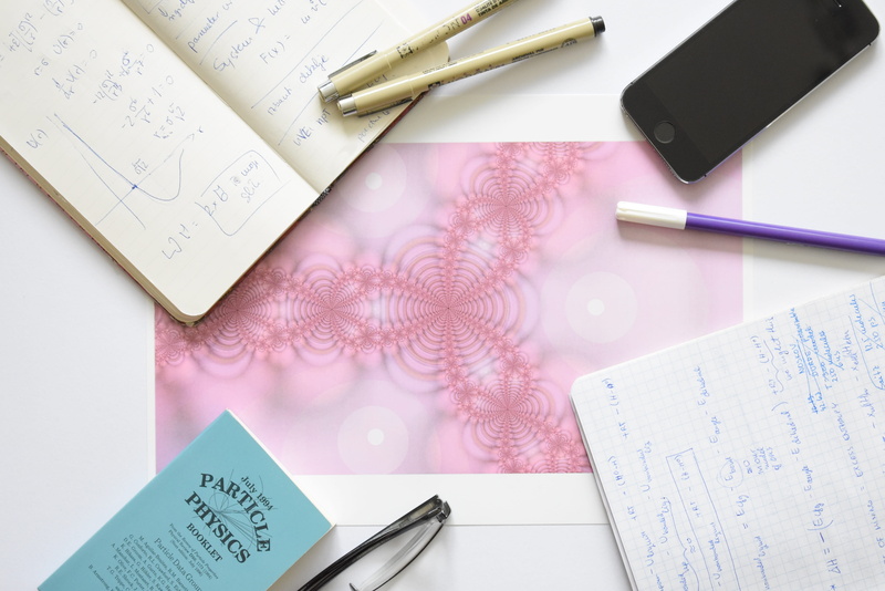 space, mathematics, calculation, text, physics, fractal, technology, formula, pink color, diffraction, close-up, indoors, paper, math, no people, communication
