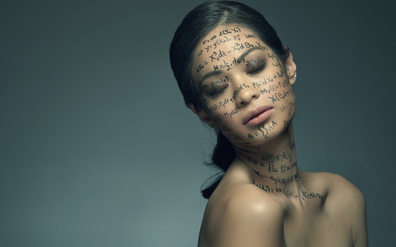 brunette, mathematics, Formula, Closed Eyes, women, equation, model, 1080P