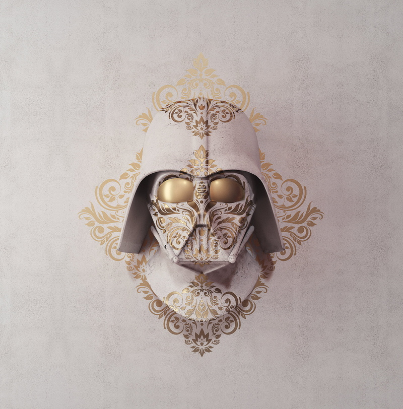 billelis, Darth Vader, Star Wars, gold, 1080P, white
