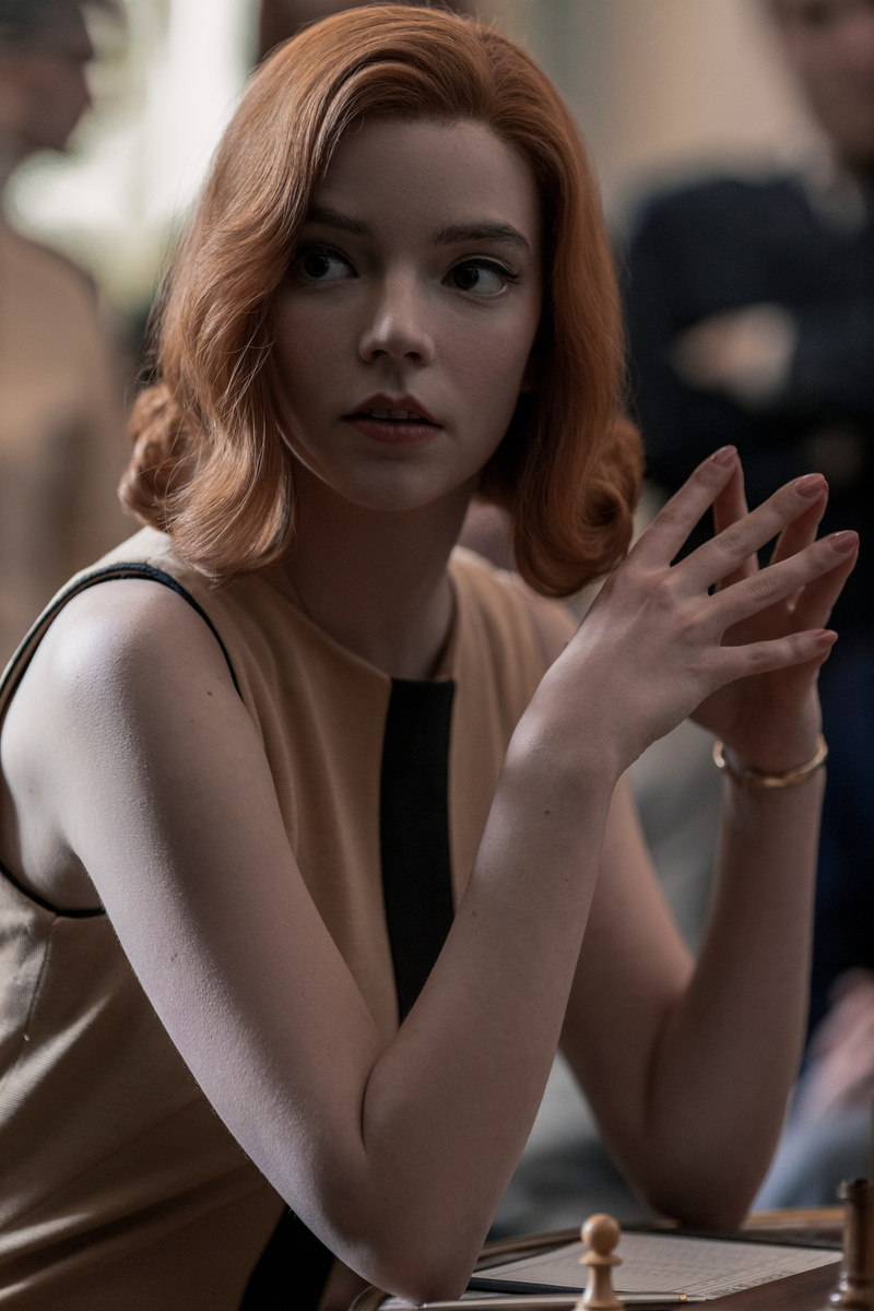 The Queens Gambit, women, 2K, women indoors, chess, Netflix, redhead, Anya Taylor-Joy, TV Series, film stills, actress