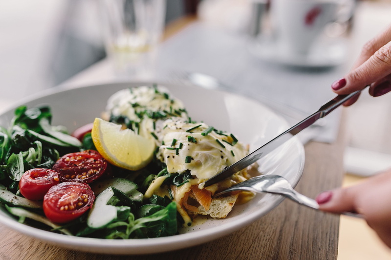 meal, dinner, 2K, crockery, woman, food And Drink, image, eggs, finger, restaurant, human Hand, holding, eating utensil, selective Focus, indoors, vegetable