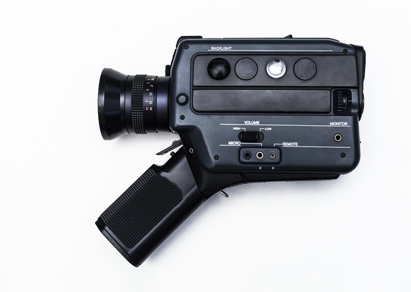 film camera, lens - optical instrument, arts culture and entertainment, old fashion, film, black color, side view, photography, retro styled, digital camera