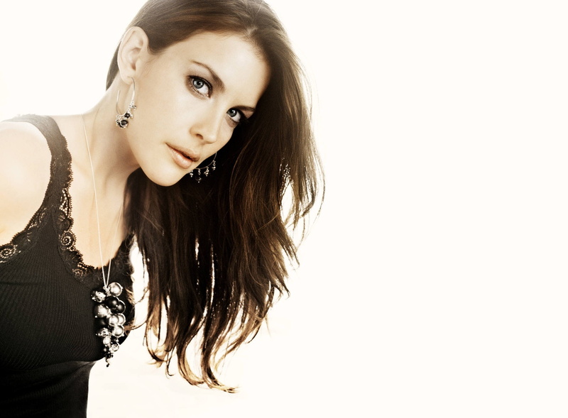 fashion, Liv Tyler, women, 1080P, white background, top, adult, lifestyles, long hair, beauty, floral, one person, black, looking at camera, studio shot