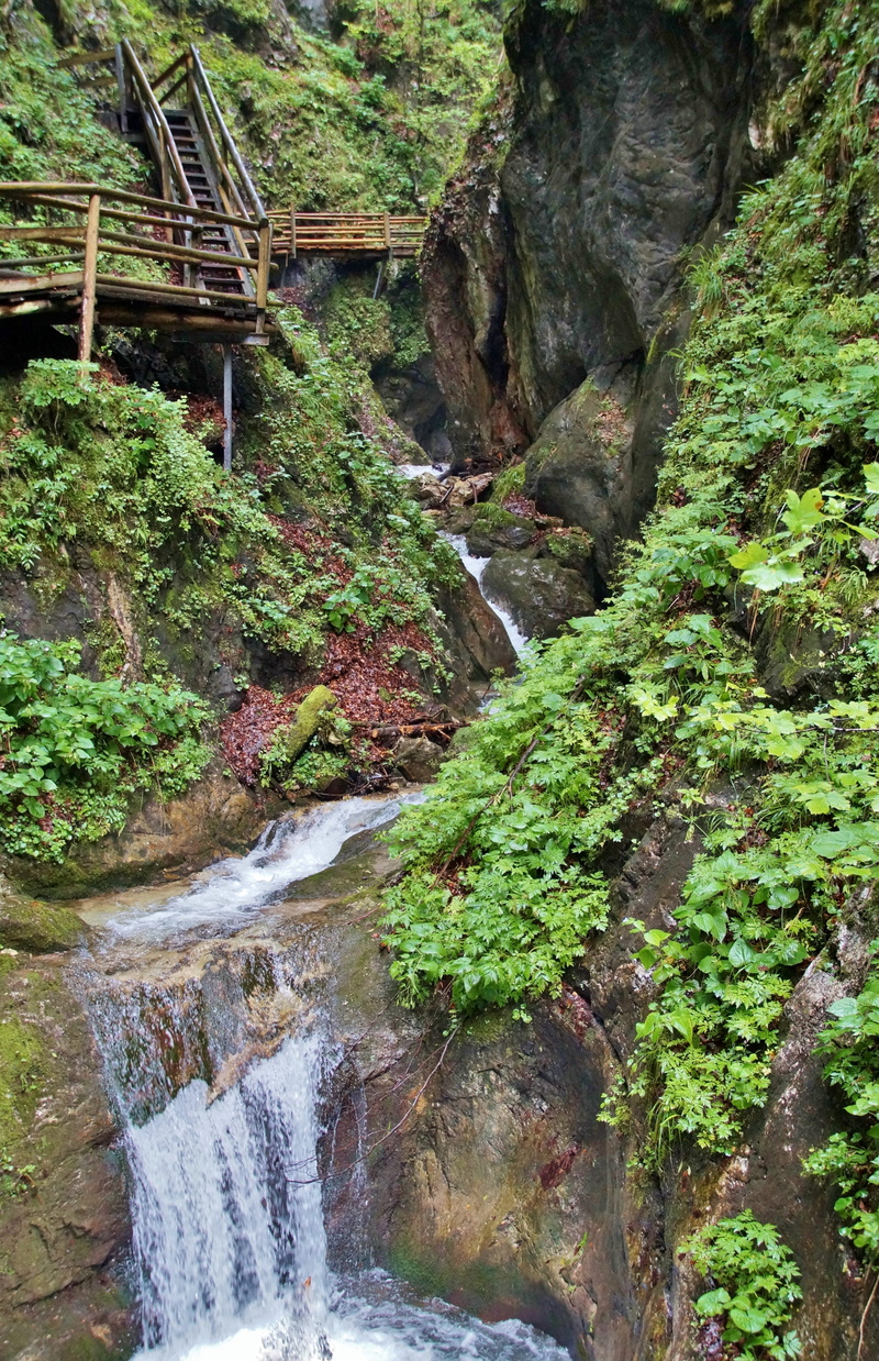 outdoors, motion, falling water, water, no people, rock - object, power in nature, flows, solid, defile, bridges, spital am pyhrn, land, flowing water