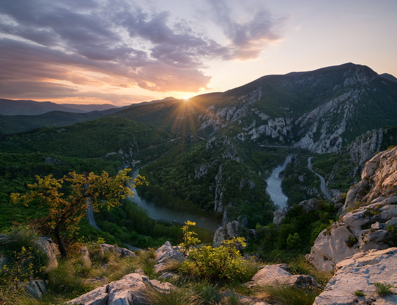 Earth, Sunset, Bulgaria, Rock, River, Sun, Balcans, Spring, Defile, 1080P