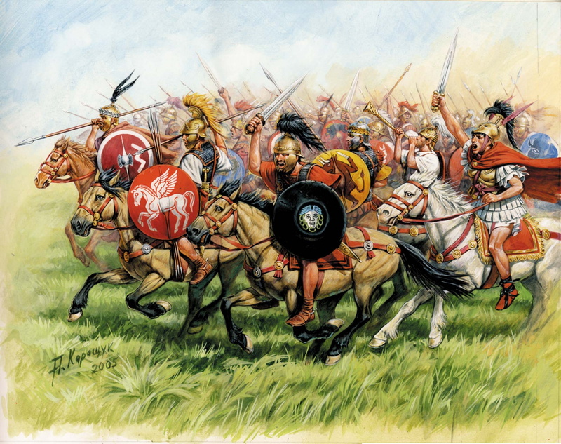 round shields, swords, real people, hats, plant, The III-I centuries BC to, representation, horse, men, close-up, cavalry, people, group of people, human representation