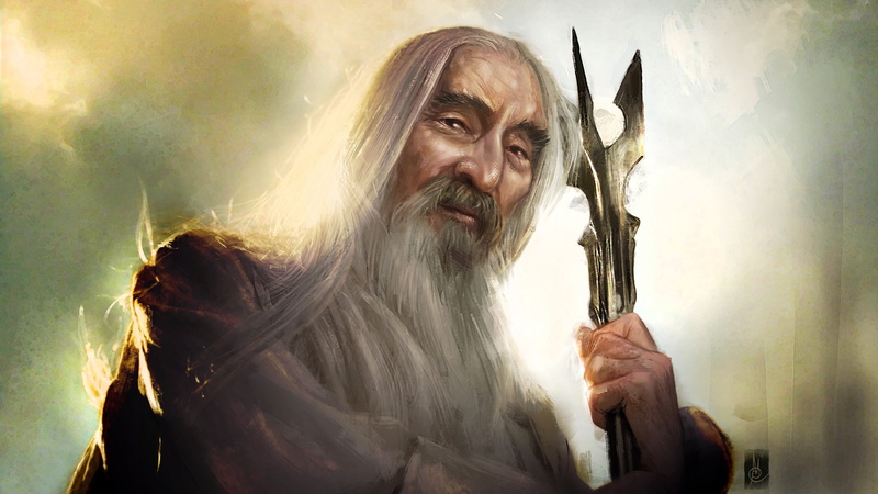 waist up, saruman the lord of the rings wizard beards artwork fantasy art staff old people christopher lee portrait, men, holding, emotion, portrait, negative emotion