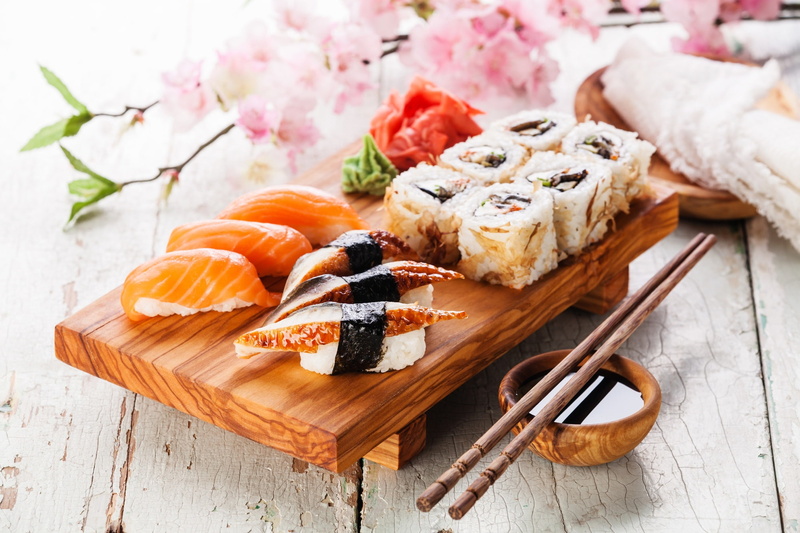 1080P, nori, sushi, fish, figure, rolls, salmon