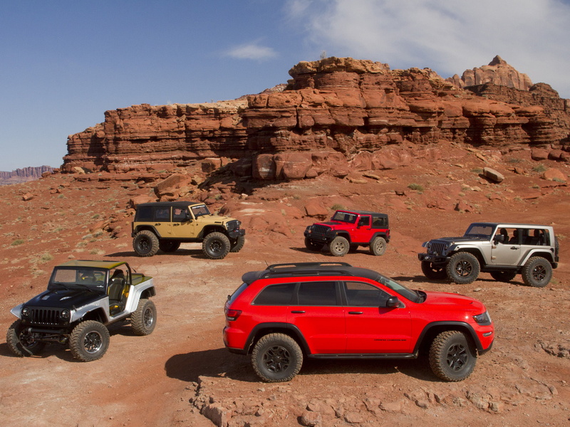 cars, Wrangler Flattop, lineup, suv, SUVs, auto, Grand Cherokee Trailhawk II, 1080P, Wrangler Stitch, Wrangler Sand Trooper II, Concepts, Jeep, mix, Wrangler