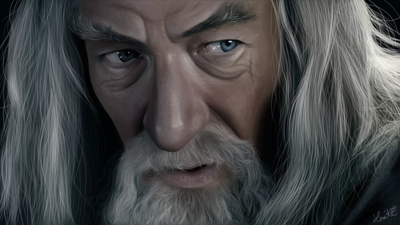 The Lord of the Rings, face, 720P, artwork, Gandalf, fantasy art
