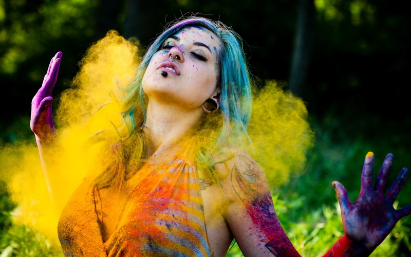women, nose rings, 1080P, colorful