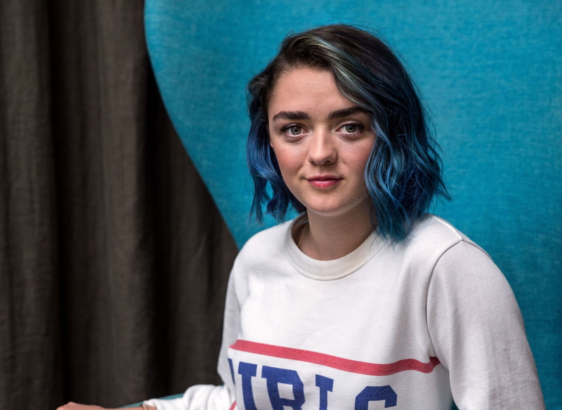 headshot, emotion, front view, indoors, Maisie Williams, women, adult, mid adult, young adult, curtain, casual clothing, portrait, 2K, brown hair, contemplation