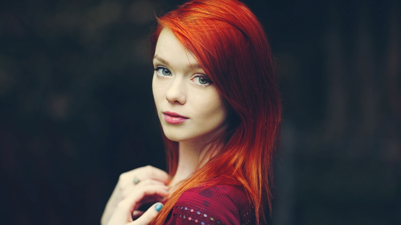 model, Lass Suicide, looking at viewer, pale, 1080P, green eyes, redhead, women