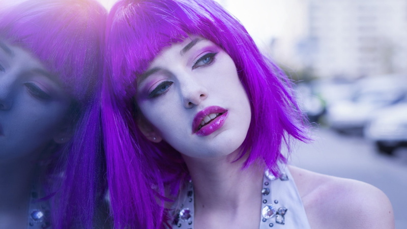 purple, woman, s, pink hair, halter, white, face, dyed, top, pink, 1080P, women, dyed hair, pale, hair