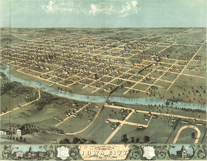 cityscape, high angle view, transportation, scenics - nature, outdoors, aerial View, overview, birds eye, City View, environment, view, Iowa City, day