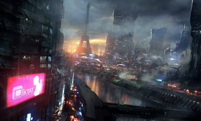 building, travel destinations, skyscraper, outdoors, built structure, futuristic city, city life, city, Paris, sky, cityscape, illuminated, Eiffel Tower