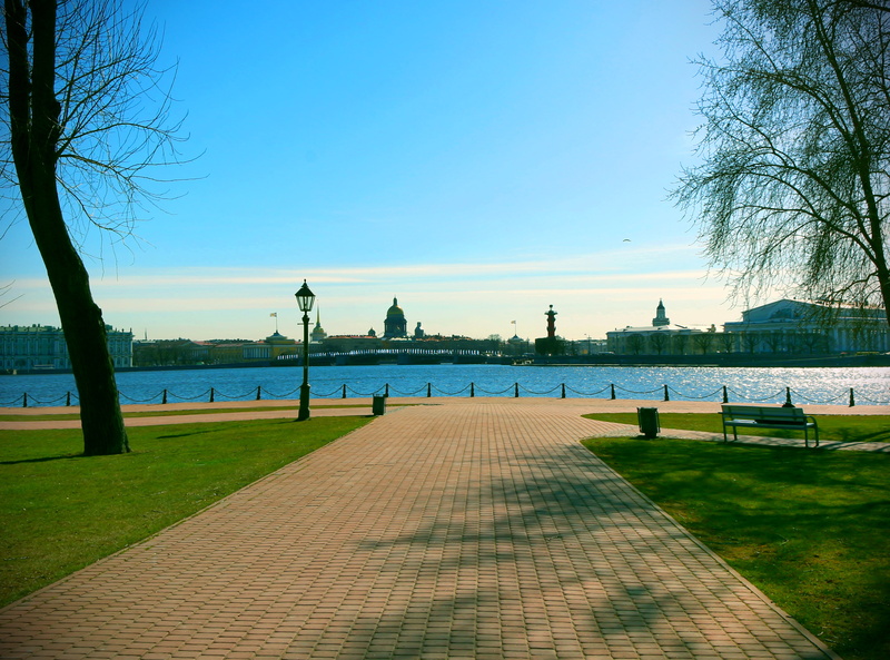 Saint-Petersburg, water, Neva, Peter and Paul fortress, outdoors, tree, river, direction, the sun, empty, plant, diminishing perspective, promenade, park
