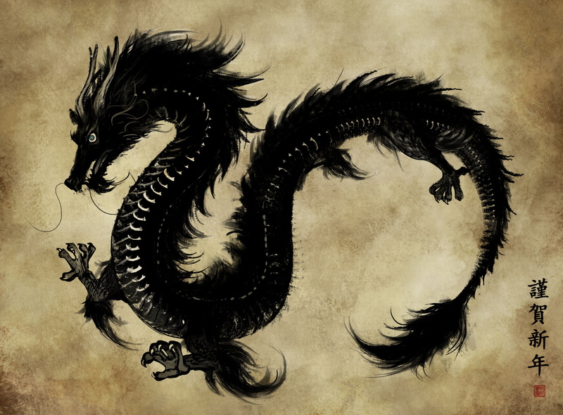 dragon, old-fashioned, figure, still life, black color, retro Styled, eastern, portrait, day, style, art, parchment, paper, no People, animal, eliz7, black