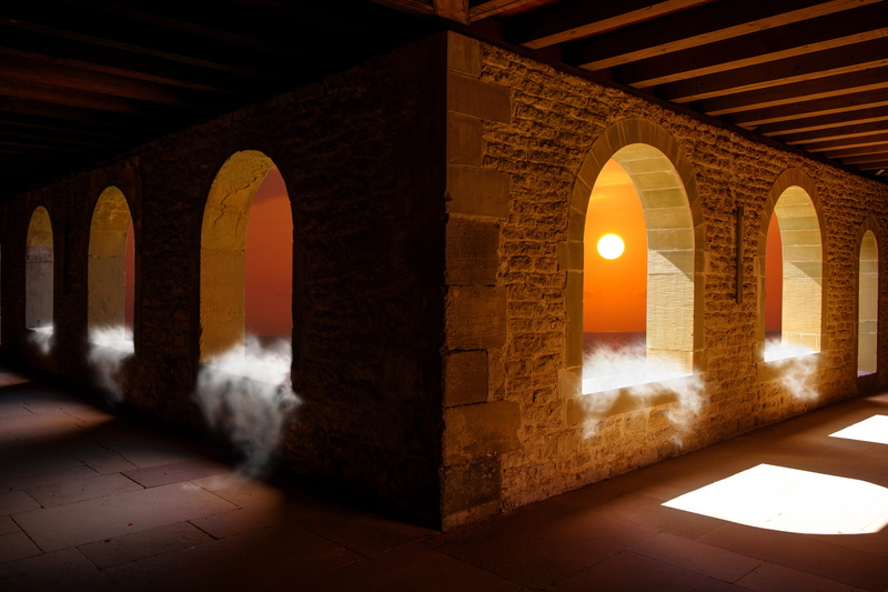 architecture, day, orange color, the past, 5K, fixing, building, arch, illuminated, no people, sun, entrance, architectural column, fortress, gang, middle ages