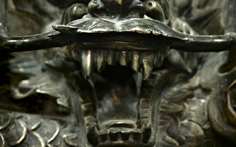 antique, ancient, bone, cultures, animal themes, no People, metal, dragon, history, horror, horned, sculpture, selective focus, ornament, hanging, bronze - Alloy