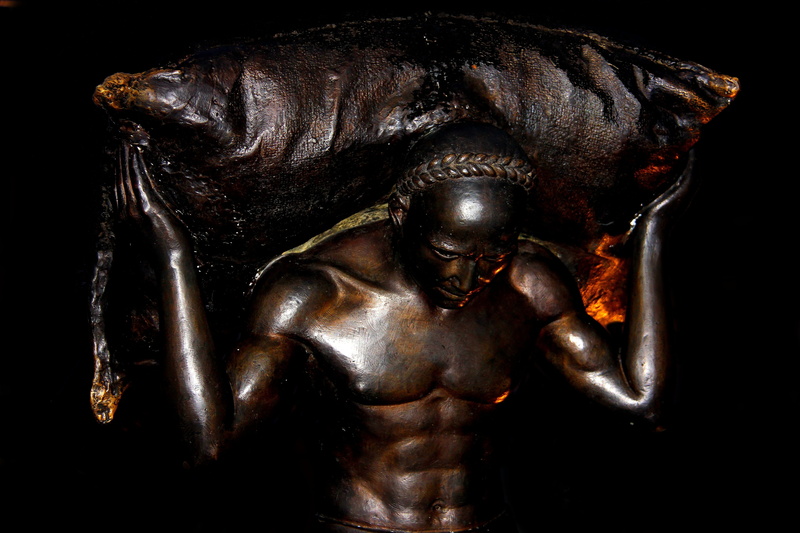 hard, business, bronze - alloy, indoors, symbol, history, male, no people, the past, human, adult, metal, creativity, muscles, mining, job, work, ancient civilization