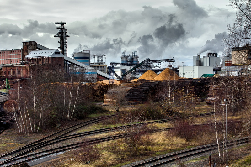 mannheim, building exterior, plant, mode of transportation, air pollution, station, industrial landscape, track, nature, seemed, paper mill, factory building