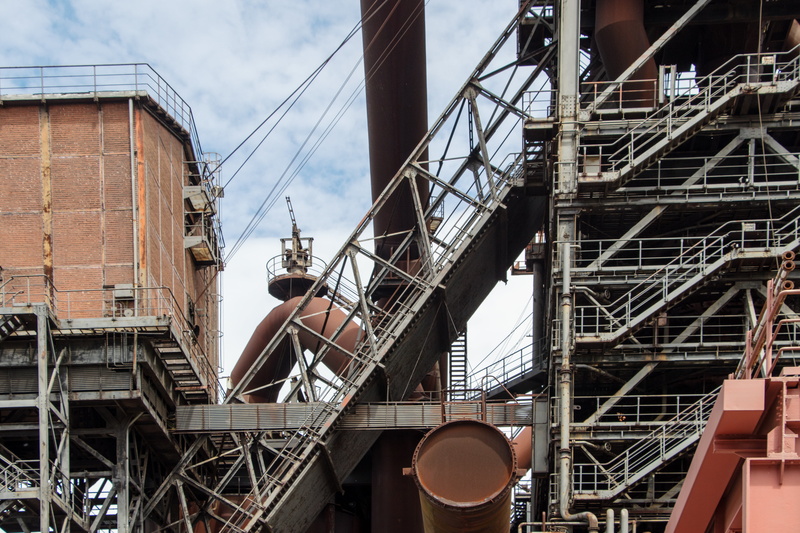 decay, staircase, factory building, fire escape, leave, industrial architecture, built structure, 5K, steps and staircases, no people, duisburg, cloud - sky