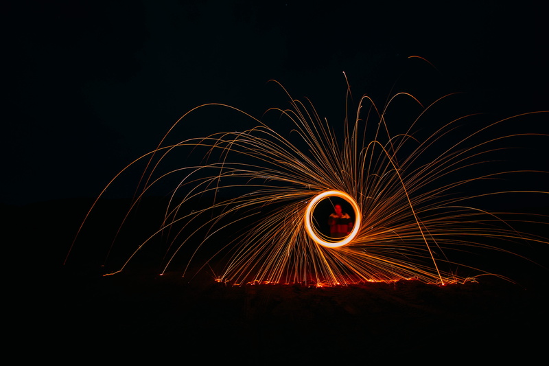 night, travel, ocean, long, long exposure, man, steel, speed, danger, blurred motion, light - natural phenomenon, dark, black background, photography, fire
