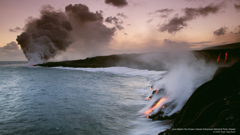 park, meets, national, volcanoes, 2K, Islands, hawaii, ocean, lava