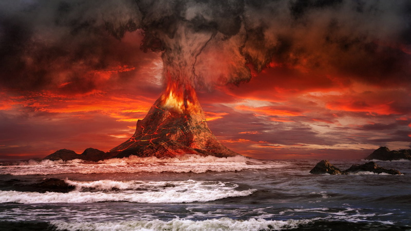 Volcanoes, Volcano, CGI, erupting, warning sign, Fire, Lava, nature, environment, scenics - nature, solid, beauty in nature, no people, power in nature