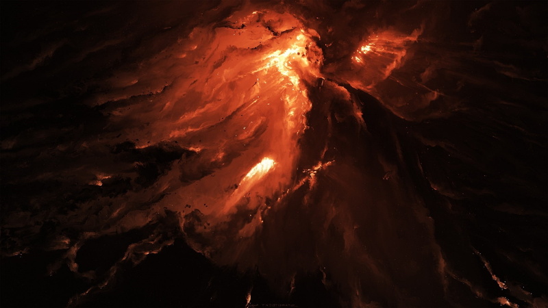 night, sign, molten, rock, warning sign, beauty in nature, power in nature, space art nebula artwork starkiteckt, no people, nature, volcano, solid, physical geography