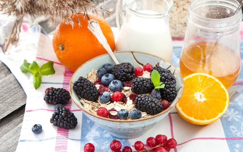 lemon, fruit, healthy, food, honey, 2K, milk, blueberries, berries