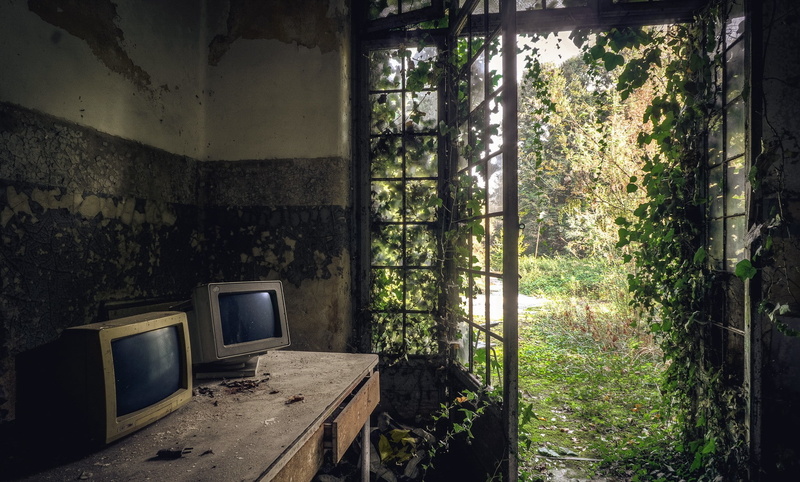 old building, monitor, 1080P, door