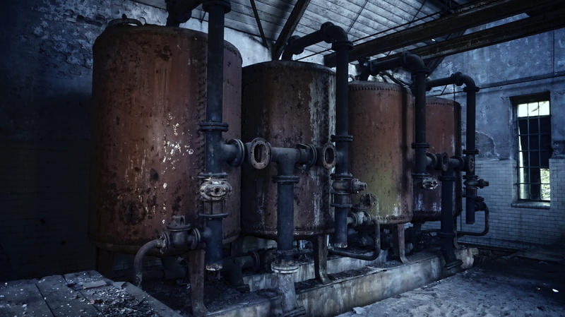 brown, obsolete, built structure, abandoned, iron, history, architecture, piping, inside, decline, old, weathered, industrial equipment, run-down, damaged