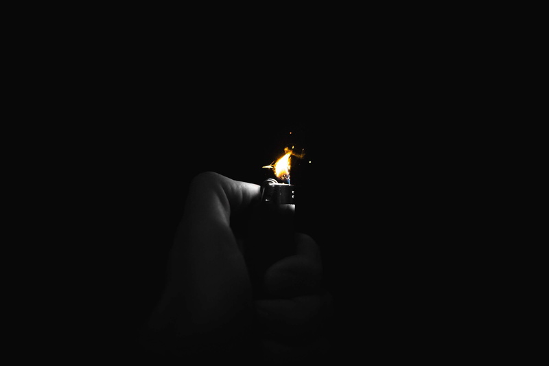 studio shot, lighter, copy space, 4K, light, black background, igniting, fire - natural phenomenon, human hand, flame, cigarette lighter, hand, human body part