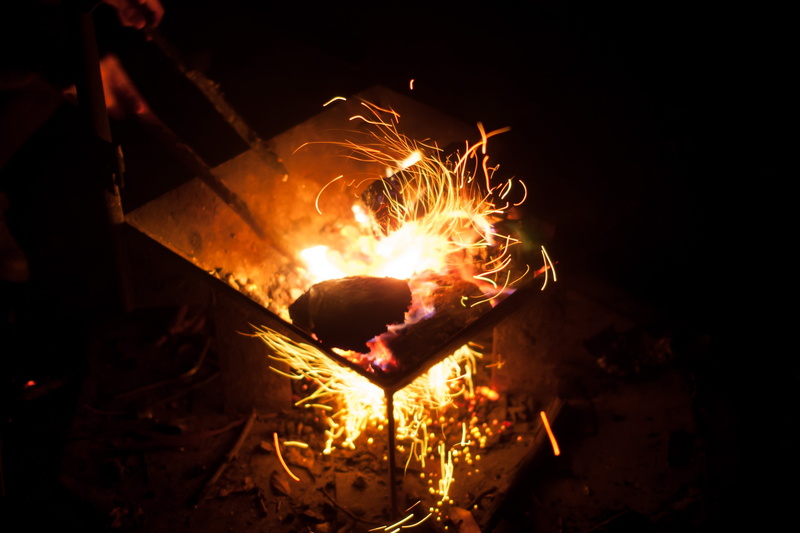 fire - natural phenomenon, no people, flaming, foundry, motion, blurred motion, barbecue, close-up, metal industry, fire, industry, 2K, red, iron - metal