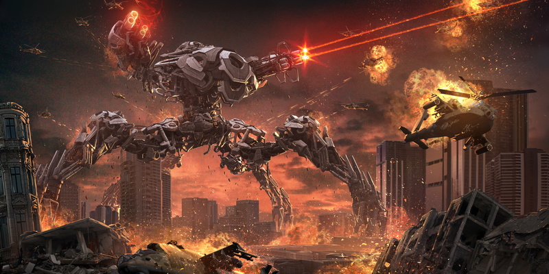 architecture, the city, iron - Metal, construction Industry, steel, nature, smoke - Physical Structure, foundry, exploding, futuristic, robot, fiction