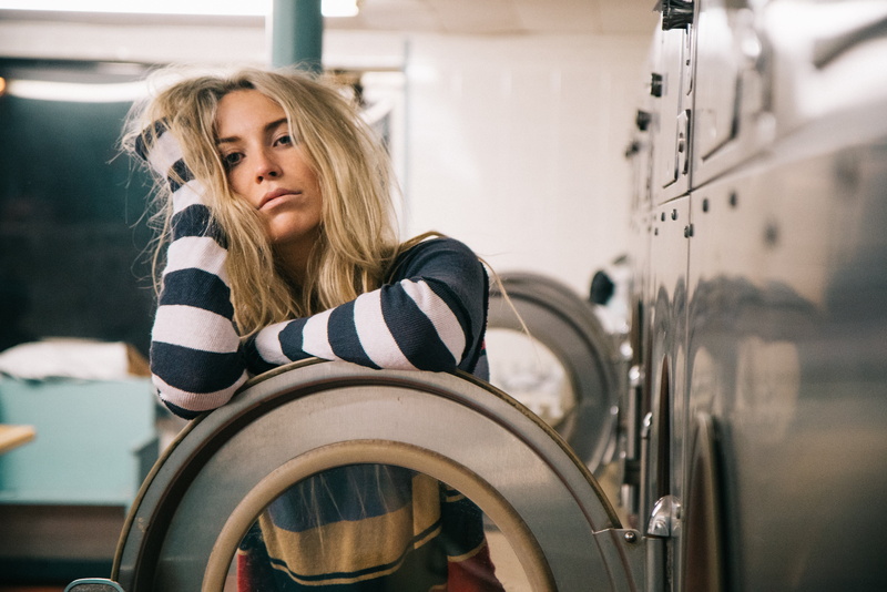 indoors, portrait, washing machine, machinery, caucasian Ethnicity, people, long hair, adult, transportation, s, casual Clothing, cheerful, blond Hair