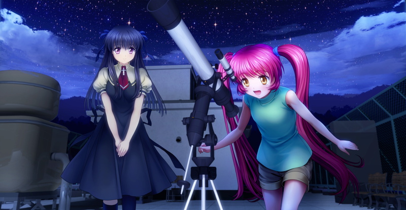 long, pink, purple, dress, yellow, air, michiru, 5K, black, twintails, stars, girls, eyes, night, moonknives, hair