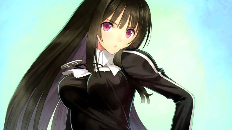 brunette, anime girls, long hair, Tony Taka, anime, open mouth, 1080P