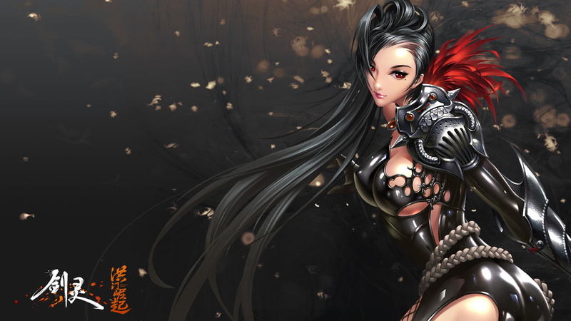 young adult, women, beauty, 1080P, wearing, beautiful woman, young women, black color, leather, woman, fashion, game, Blade and Soul, costume