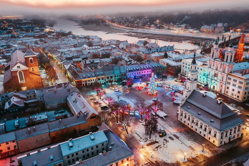 2K, Kaunas, Lithuania, cityscape, winter, city